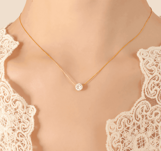 Gold_Glow_Solitaire_Necklace_3 - Li’s Jewelry